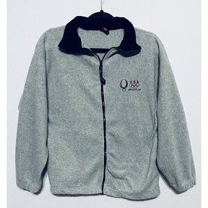 USA Beijing 2008 Olympics Embroidered Fleece Zip Up Jacket Gray Adult Medium